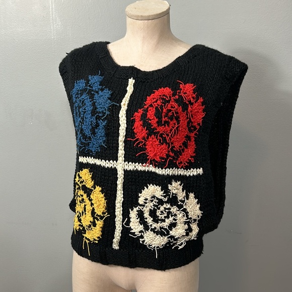 Vintage vest sweater knit open sided size M - Picture 2 of 11